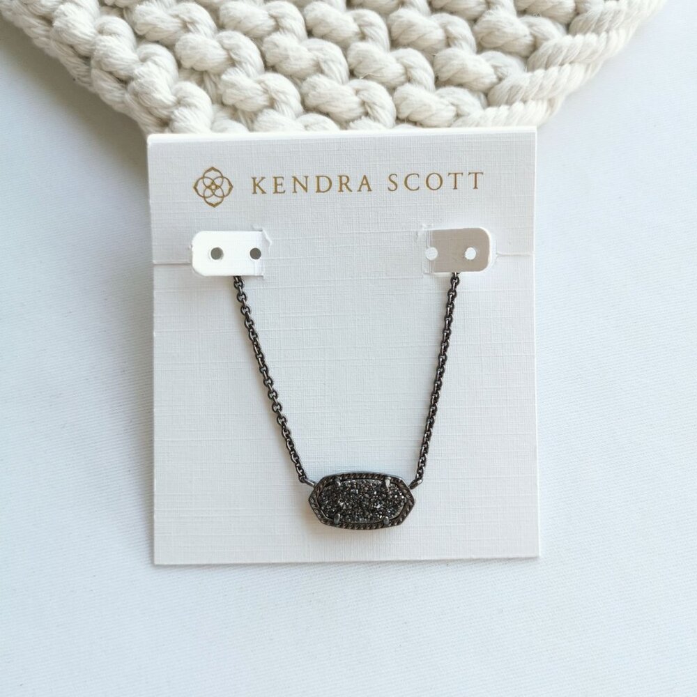 Kendra Scott Black Druzy Pendant Necklace